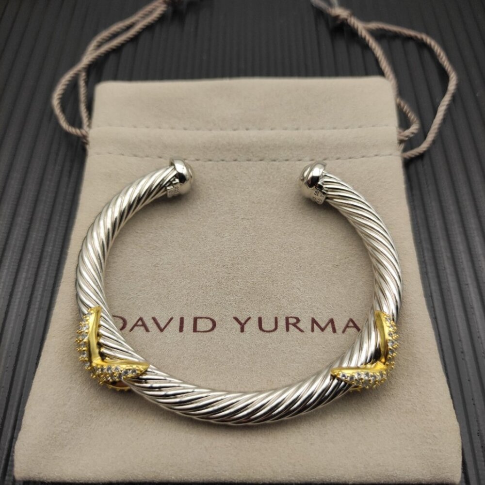 Sterling Silver 7mm Diamond Double X Bracelet